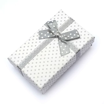 Pöttyös (fehér-szürke) díszdoboz, 8x5 cm