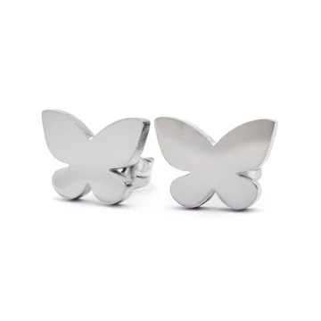 Nemesacél fülbevaló, pillangó, lézervágott, kb. 8x12 mm (1 pár)
