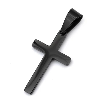 Nemesacél kereszt medál, fekete 28x16x2 mm, 1 db