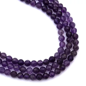 Ametiszt fazettált golyós szál, 4 mm, A minőségű kb. 38 cm