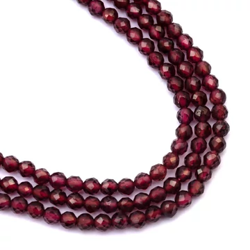 Gránát fazettált golyós szál, 2 mm, kb. 38 cm