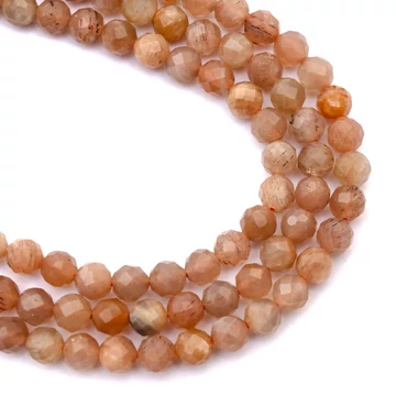 Napkő fazettált golyós szál, 4 mm, kb. 38 cm