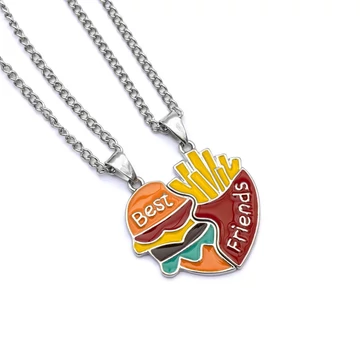 Hamburger és sültkrumpli nyaklánc szett kb. 50-55cm (2 db)