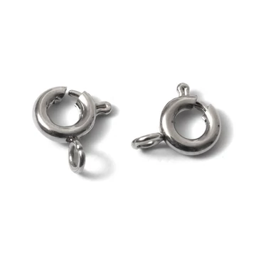 Nemesacél kapocs, ugró, kerek, ezüst szín, 7x5 mm, 2 db