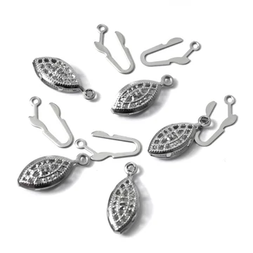 Nemesacél kapocs, szem forma, ezüst szín, 22x7 mm, 5 db