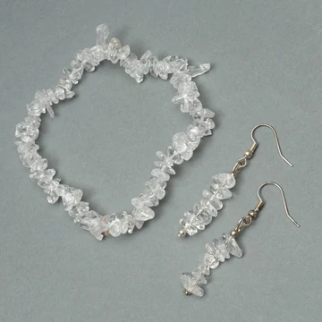 Hegyikristály törmelékköves karkötő és fülbevaló szett