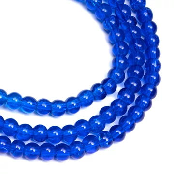 Roppantott kristály (sötétkék) golyós szál, 4 mm, kb. 38 cm