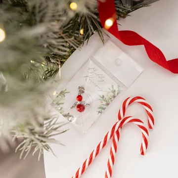 Karácsonyi angyalka kulcstartó, mashan jáde táskadísz, gyöngyök: 6 mm, 8 mm