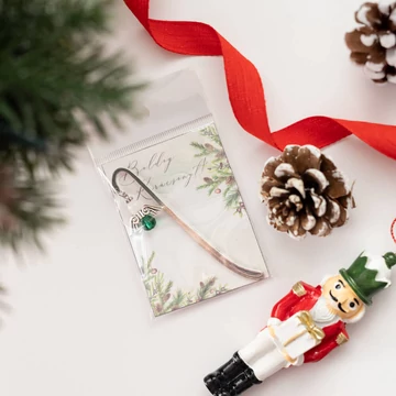 Karácsonyi könyvjelző angyalkás fehér jáde(zöld)