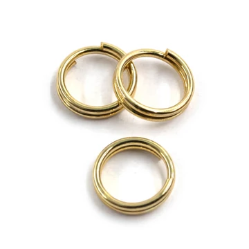 Nemesacél dupla karika, arany, 7 mm, 10 db