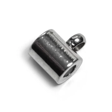 Nemesacél gumis csúszómedáltartó, ezüst szín, 7x4x5 mm, 1db
