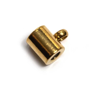 Nemesacél gumis csúszómedáltartó, arany szín, 7x4x5 mm, 1db