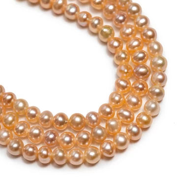 Édesvizi tenyésztett gyöngy szál, sötétbarack, potato,"A" 3-3,5 mm, kb. 40 cm