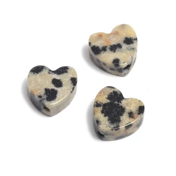 Dalmatínerkő szív gyöngy, kb. 6mm