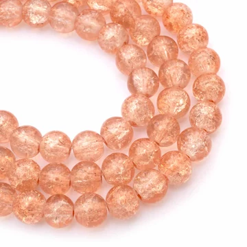 Roppantott kristály (lazac szín) golyós szál, 8 mm, kb. 39 cm