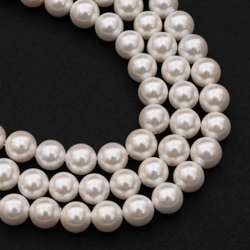 Shell pearl (fehér) golyós szál, 6 mm, kb. 39 cm
