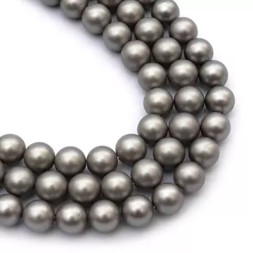 Shell pearl (szürke) matt golyós szál, 8 mm, kb. 39 cm