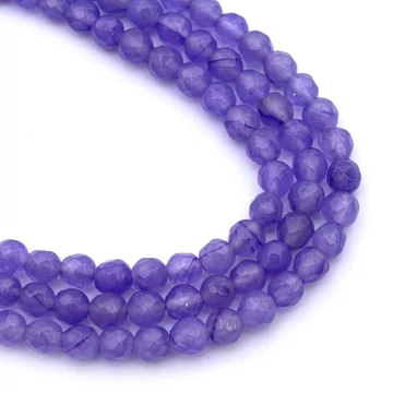 Jáde (lila) fazettált festett golyós szál, 4 mm, kb. 38 cm