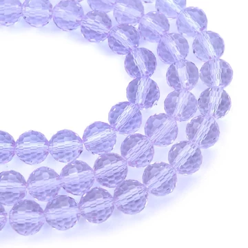 Kristály (halvány lila ) fazettált golyós szál, 6 mm, kb. 30 cm