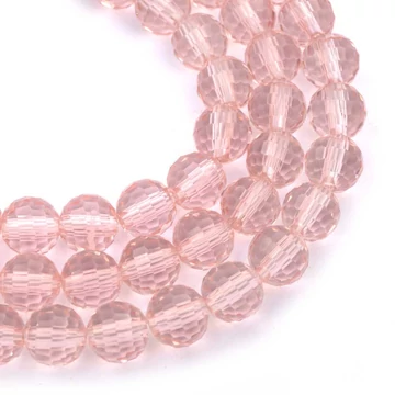 Kristály (rózsaszín ) fazettált golyós szál, 6 mm, kb. 30 cm