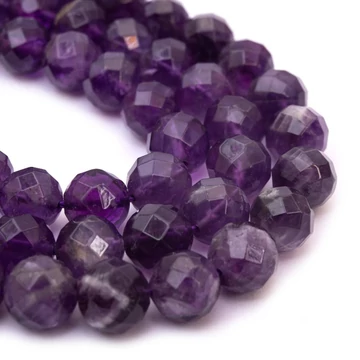 Ametiszt fazettált golyós szál, 10 mm, kb. 38 cm