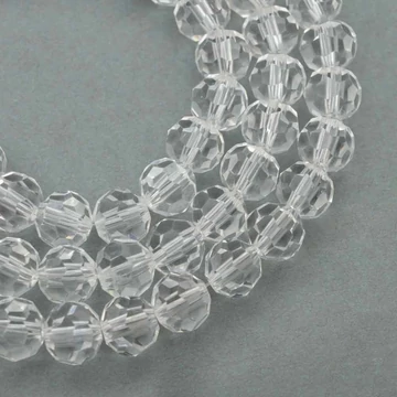 Kristály (fehér ) fazettált golyós szál, 8 mm, kb. 30 cm