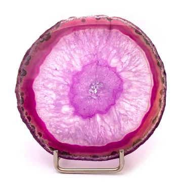 Achát lap, színezett, rózsaszín, kb. 11-13 cm