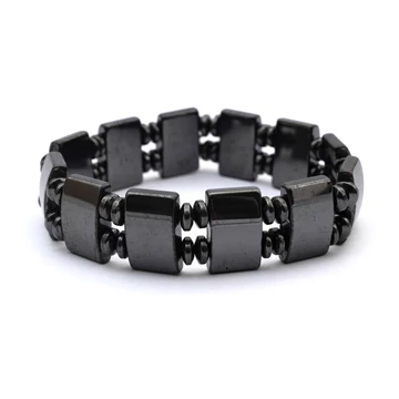 Mágneses hematit gumis karkötő 4 butonnal