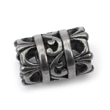 Nemesacél henger köztes dísz, levél mintás, 17x11 mm, 1 db