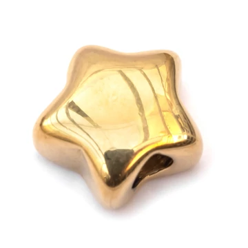 Nemesacél csillag köztes dísz, arany szín, 11x11x6 mm, 1 db