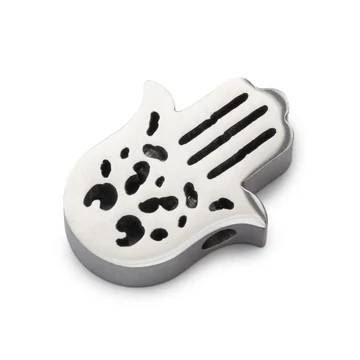 Nemesacél hamsa keze köztes dísz, 14,5x11,5 mm, 1 db