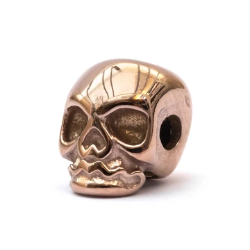 Nemesacél koponya köztes dísz, rosegold, 11x8x10 mm, 1 db
