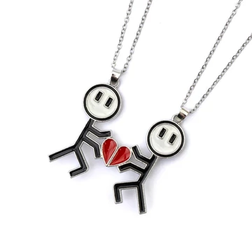 Pálcika emberes, szívecskés nyaklánc szett kb. 55-60 cm (2 db)