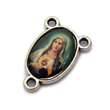 Összekötő elem (képes) rózsafüzérhez (Szűz Mária) 23x15x4 mm (1 db)