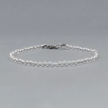 Hegyikristály ásvány bokalánc, 4 mm, golyós, kb. 25cm