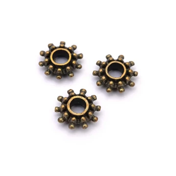 Tárcsa köztes dísz, bronz szín, 9x3 mm, 20 db