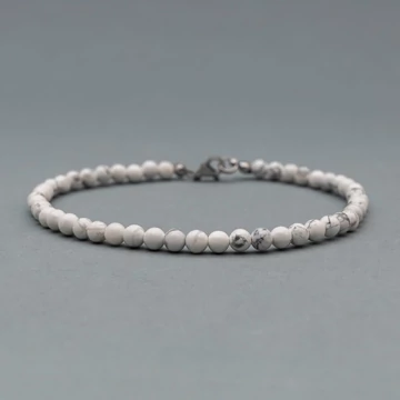 Howlit ásvány bokalánc, 4 mm, golyós, kb. 25cm