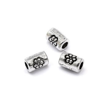 Virágos henger köztes dísz, 3,5x5 mm (20 db)