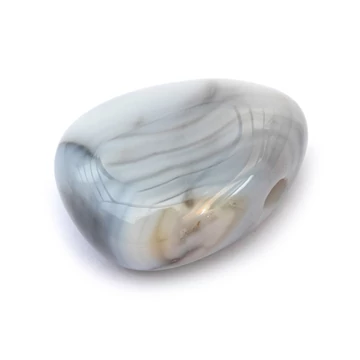 Achát csepp gyöngy, fekete, szürke, felül fúrt, kb. 12x18 mm