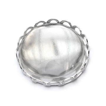 Foglalat üveg cabochon kővel, kerek, platina szín, csikpés szél, tálca: 18 mm, 1 db