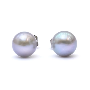 Tenyésztett gyöngy fülbevaló, szürke, 7-7,5 mm (nemesacél szerelékkel)