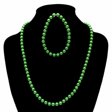 Preciosa nyaklánc és karkötő szett, zöld, 6 mm, 45 cm, 17 cm