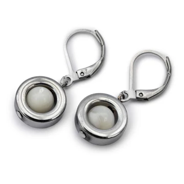 Hematit karika, ezüst, 6 mm golyós gyöngyház"A" fülbevaló, 12-30 mm