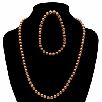 Preciosa nyaklánc és karkötő szett, barna, 6 mm, 45 cm, 17 cm