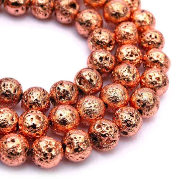 Lávakő (rosegold szín) golyós szál, 8mm, kb. 39 cm