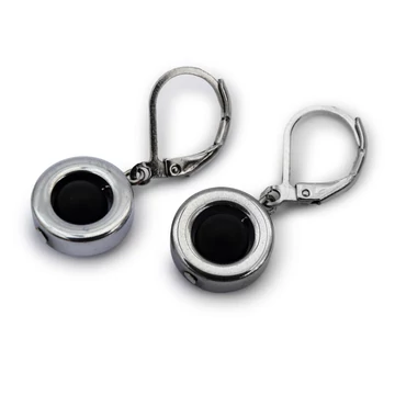 Hematit karika, ezüst, 6 mm golyós matt ónix fülbevaló, 12-30 mm