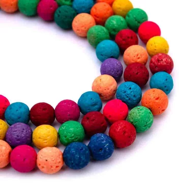 Lávakő (multicolor) szintetikus golyós szál, 8 mm, kb. 39 cm