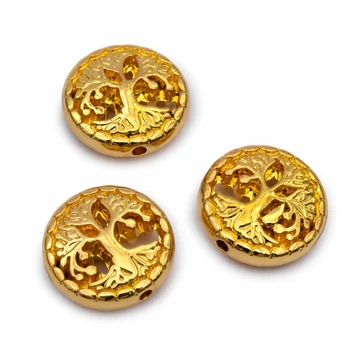 Hematit (arany szín) életfa köztes dísz, 13x4,5 mm (3 db)