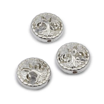 Hematit (ezüst szín) életfa köztes dísz, 13x4,5 mm (3 db)