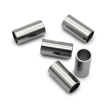 Nemesacél henger, köztes dísz, ezüst, kb. 10x5 mm, 4 mm furat (5 db)